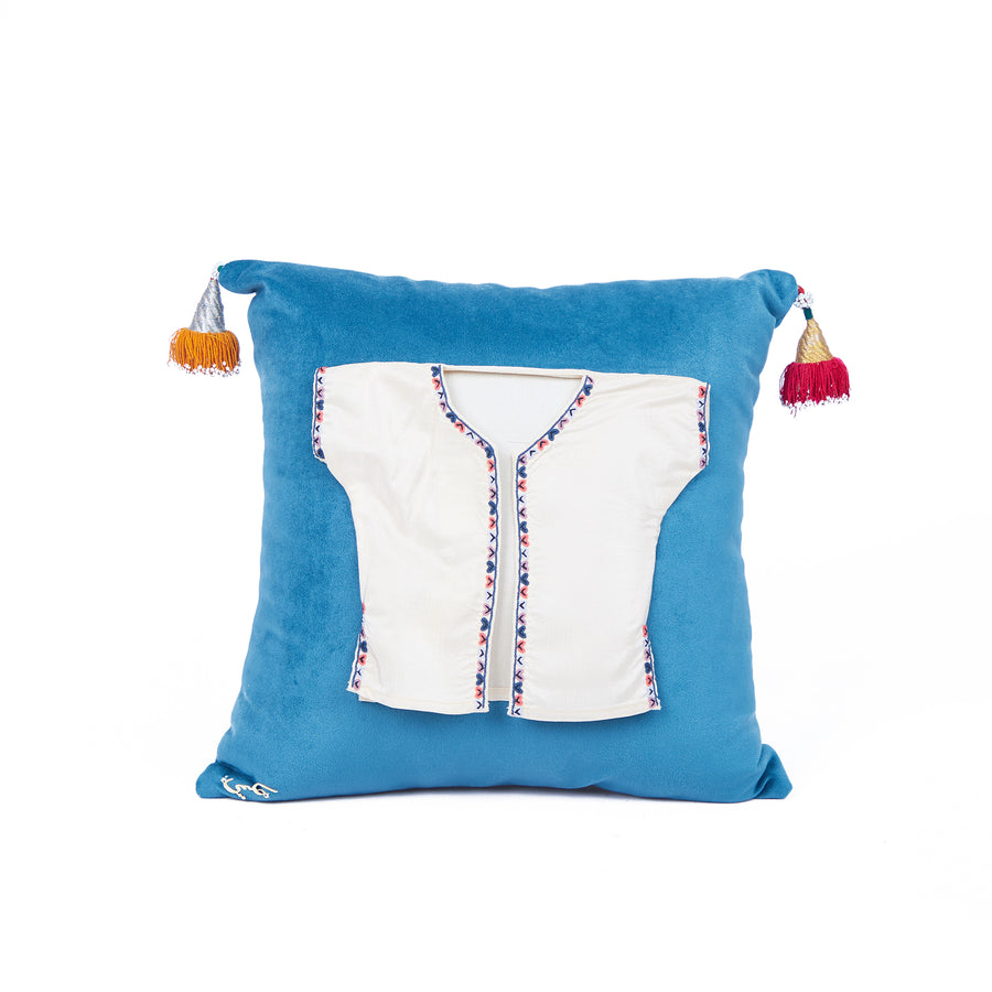 Persian Kaftan On Blue Velvet Cushion