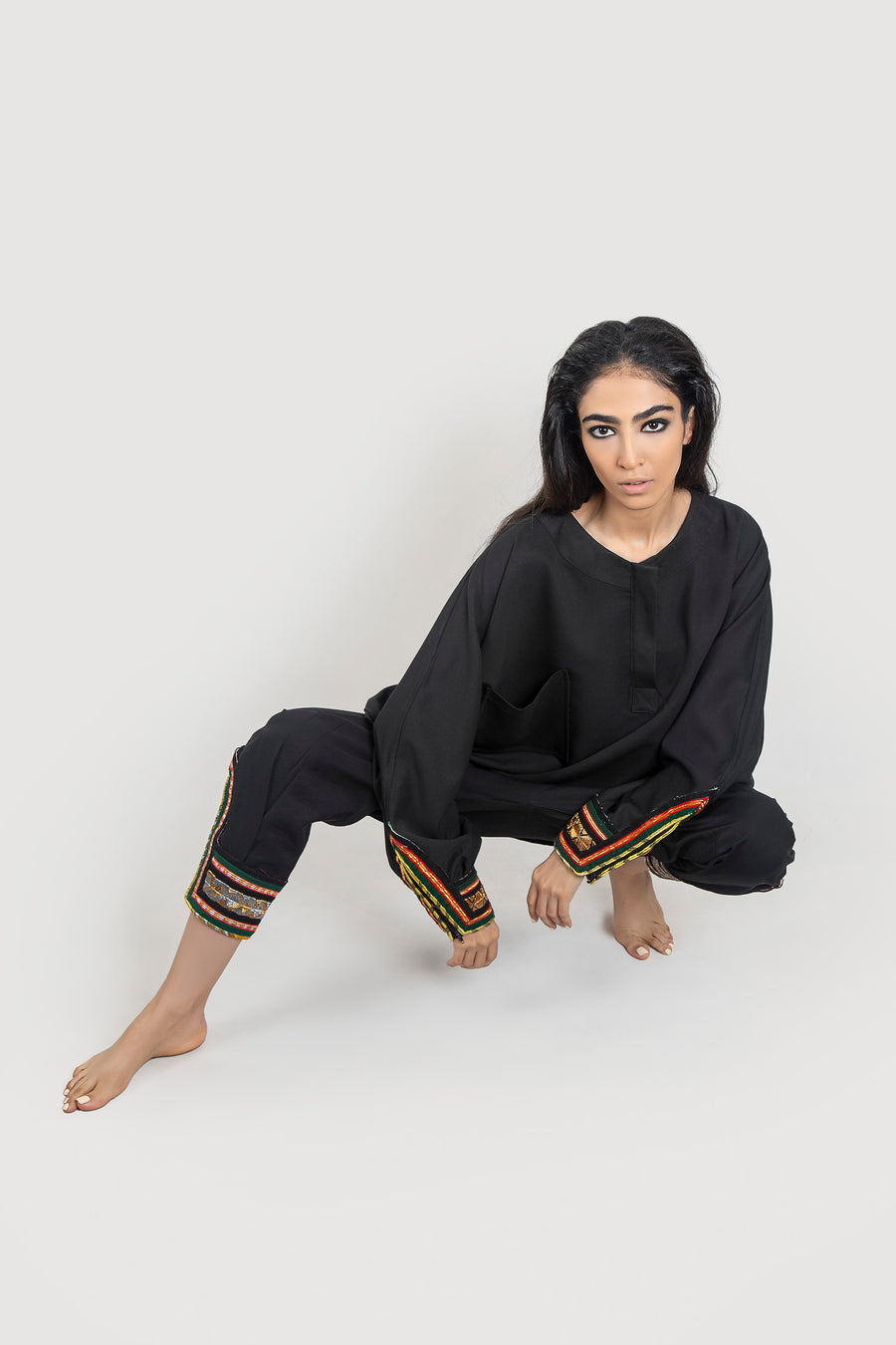 Red And Green Baluchi Ankle Trousers