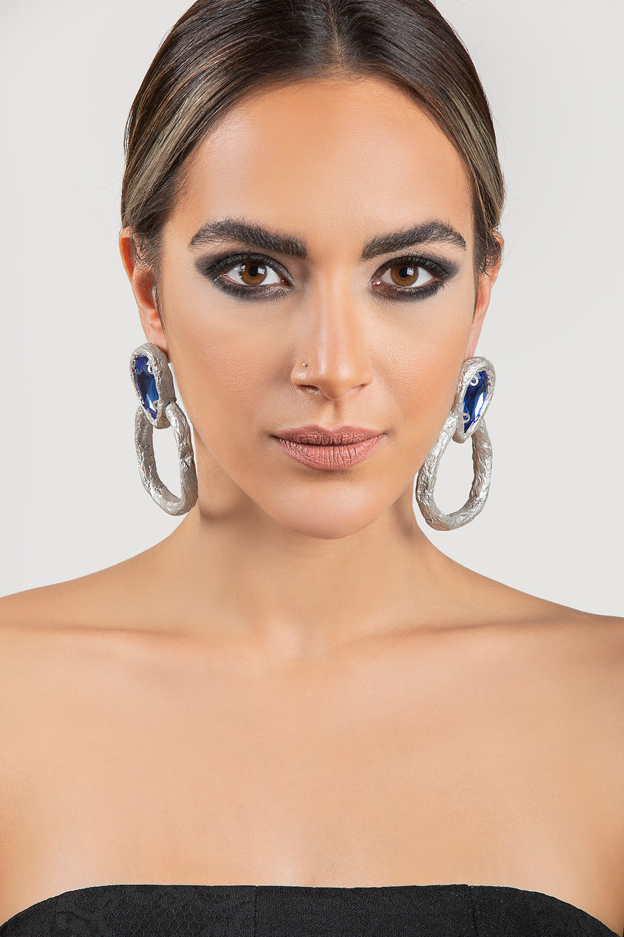Mahvash Blue Crystal Earrings