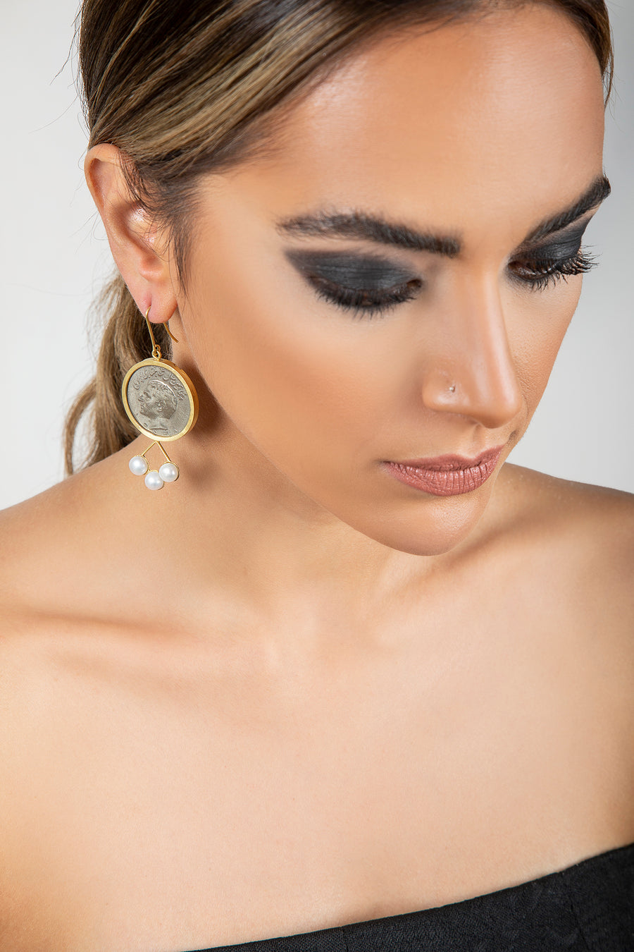 Antique Pahlavi Coin Earrings