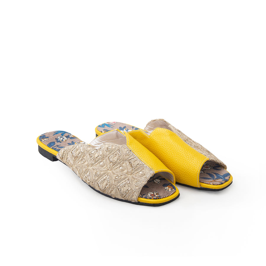 Yellow Sermeh Embroidery Sandals