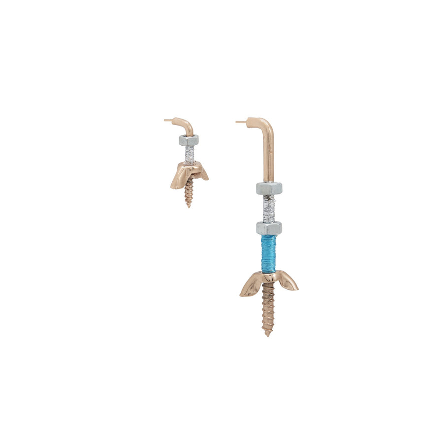 Long Blue And Silver Bolt Earrings