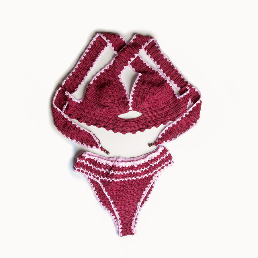 Macrame Red Crochet Bikini