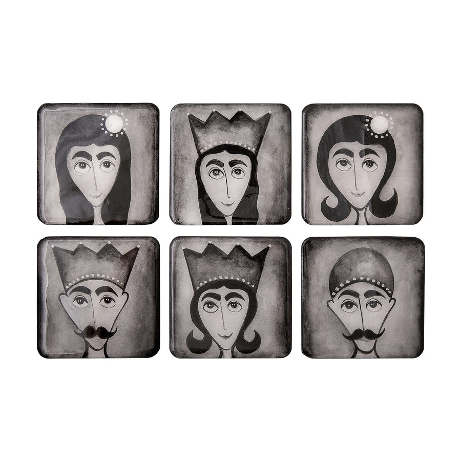 Black & White Hand Painted Coasters(6 pieses)