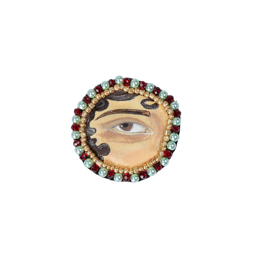 Hand Painted Brown Spirit Eye Brooch