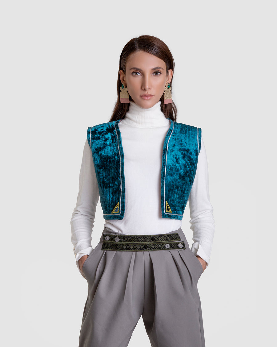 Shimmering Quilted Vest Mirror Detail
