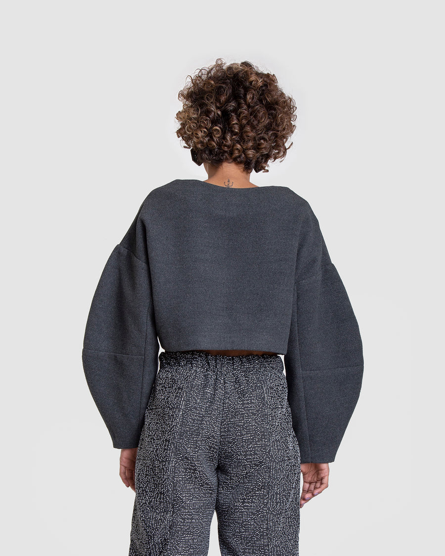 Cropped Jumper With Columned Sleeves