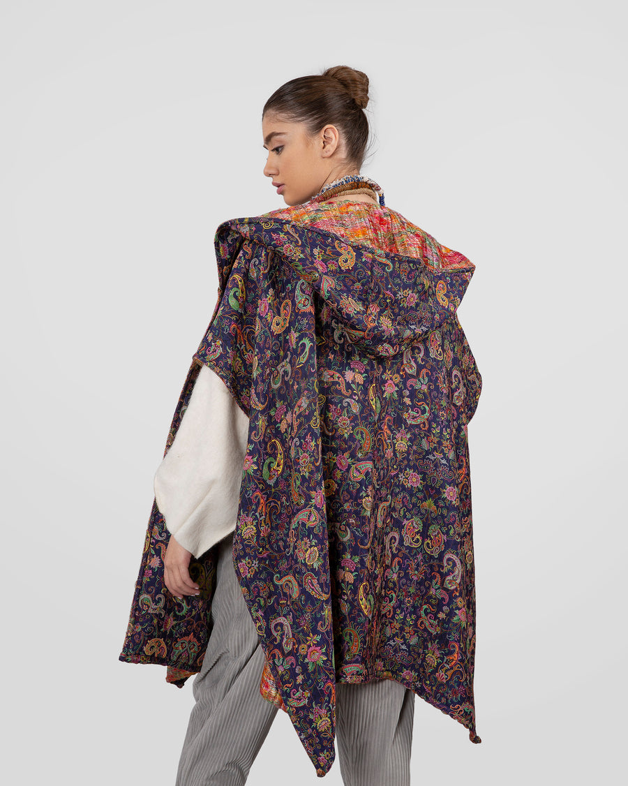 Inverted Reversible Paisley Poncho