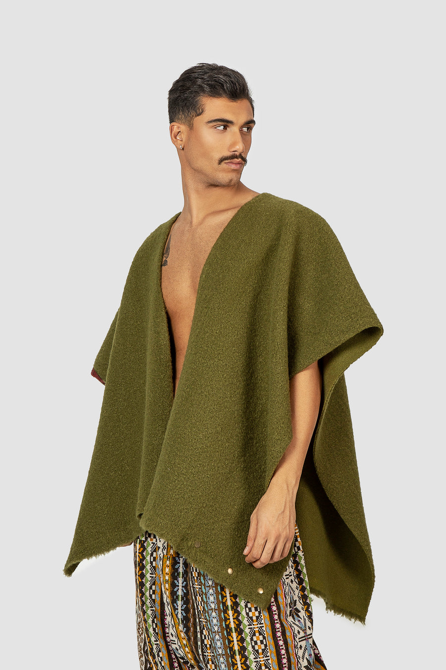 Olive Medallion Embroidery Pancho/Shawl