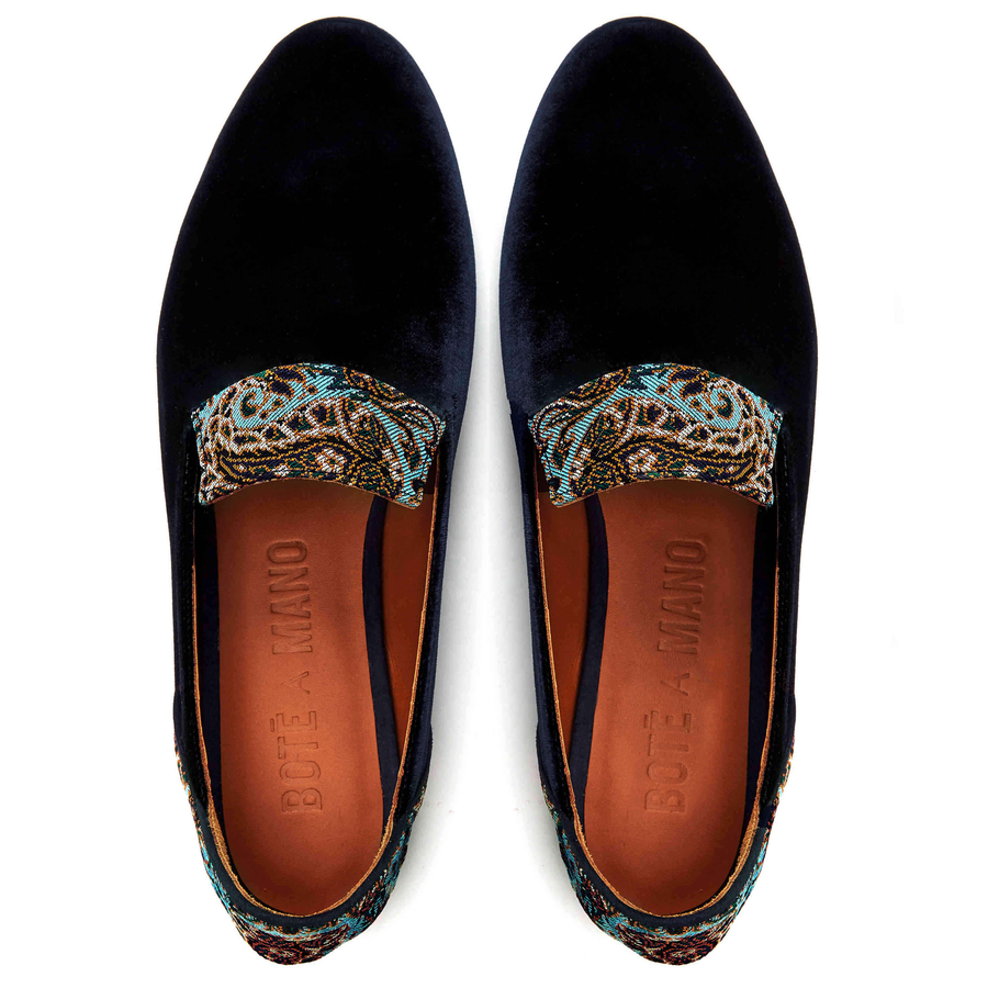 Persian Garden Of Yazd Blue Velvet Loafers