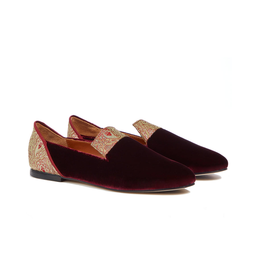 Red Essence Of Shiraz Velvet Loafers