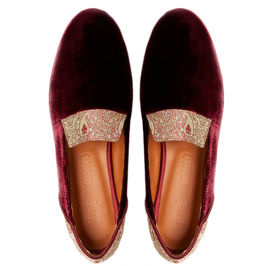 Red Essence Of Shiraz Velvet Loafers
