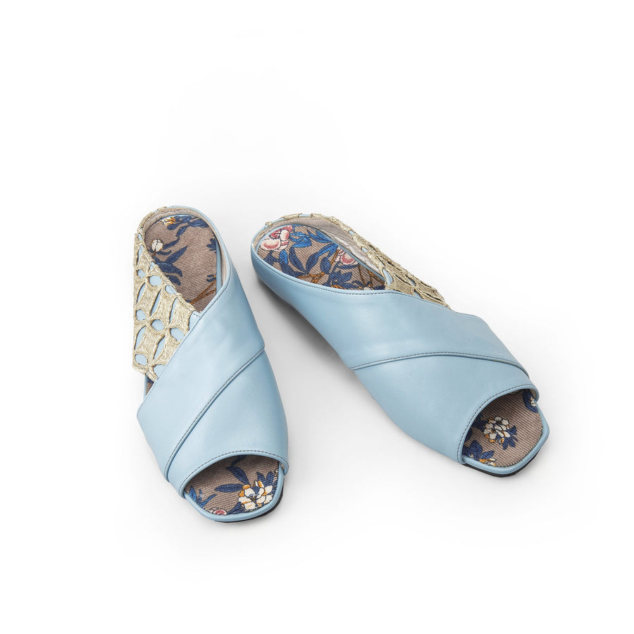 Blue Sermeh Embroidery Sandals