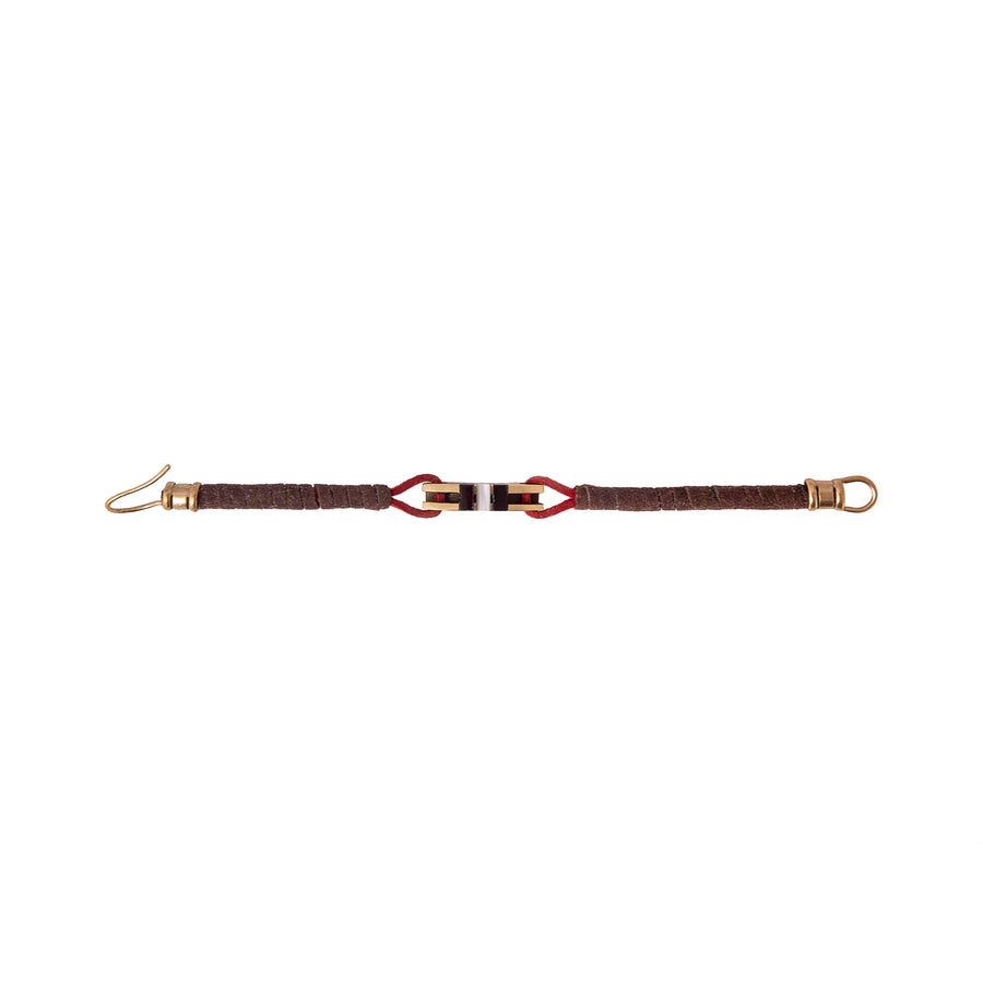Brown Leather And Stone Key Bracelets