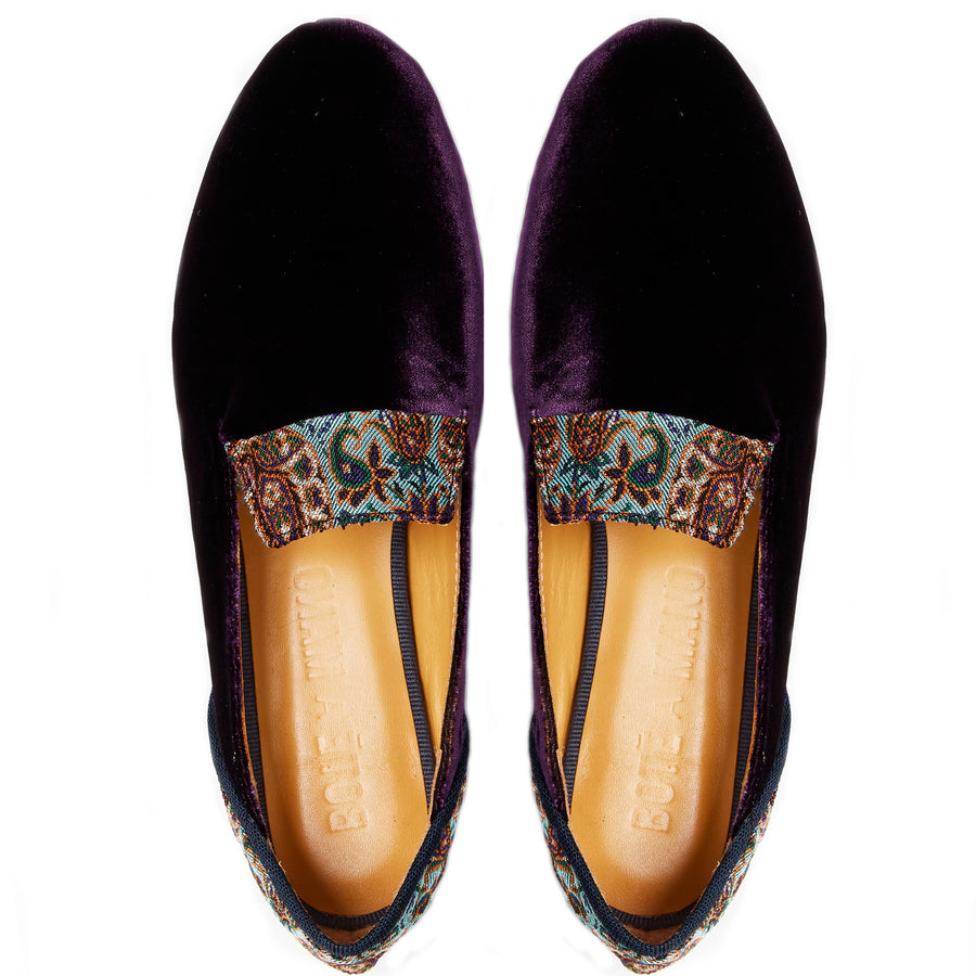 Persian Garden Of Yazd Purple Velvet Loafers