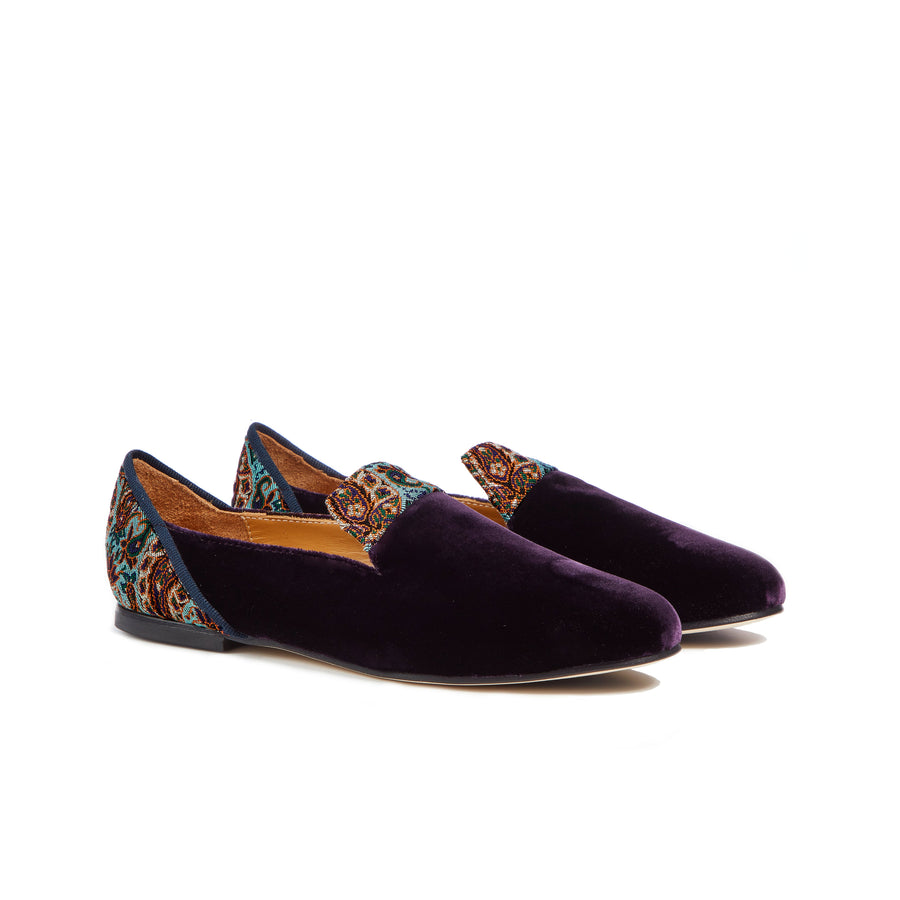 Persian Garden Of Yazd Purple Velvet Loafers